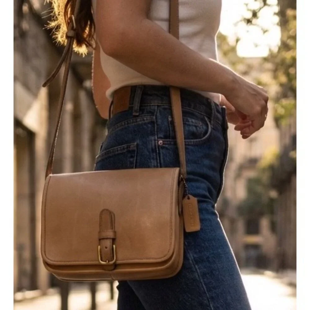 Vtg Coach Leather Crossbody Saddle Pouch Bag 9590 Made In NYC '90's - Picture 2 of 11
